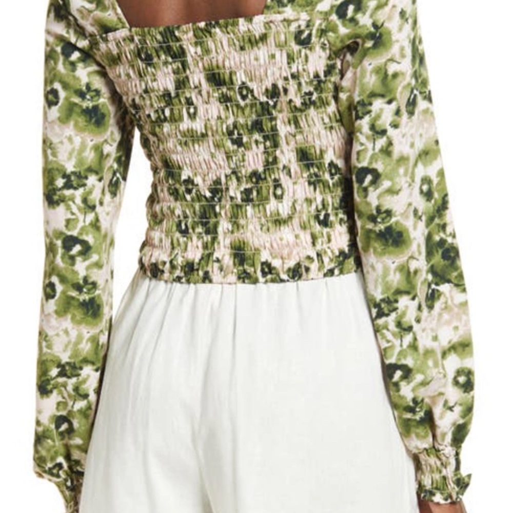 Open Edit RUCHED GREEN & WHITE CROP TOP size small NWT - Picture 3 of 10